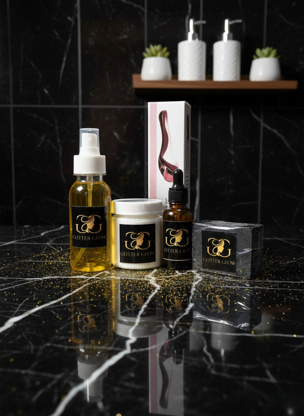 Glitter Glow Anti Eczema Cream (Body & Face), Skin Hydrator(body), Skin hydrator(Face), Black Soap & Dermaroller