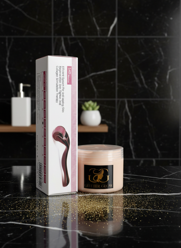 Glitter Glow Lotion, & Dermaroller